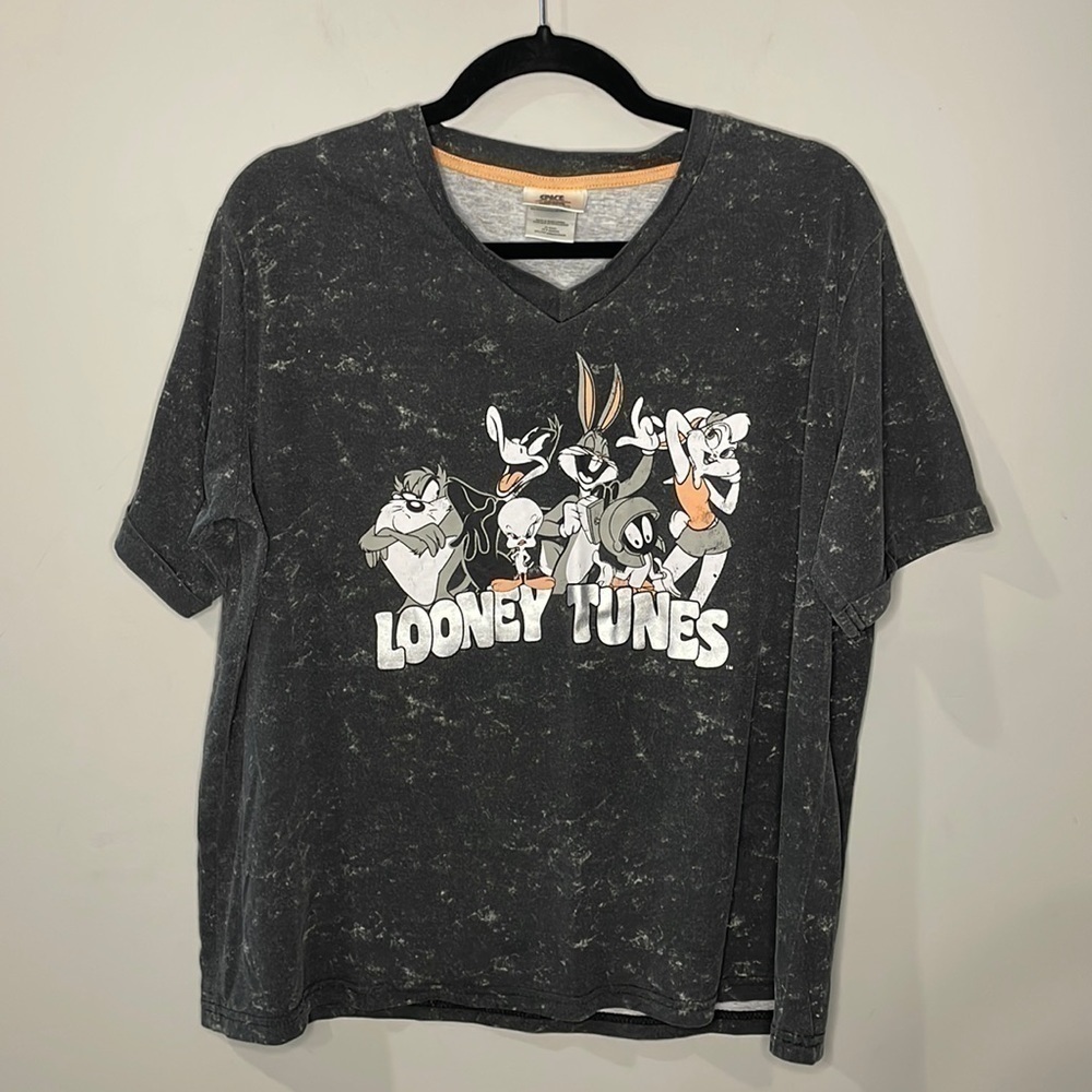 Looney Tunes Space Jam a New Legacy Women’s Size L Worn in Looking T-shirt Gray